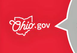 red background with grey speaking bubble to the right with Ohio.gov logo