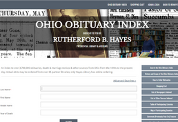 screenshot of Obituary Index website homepage