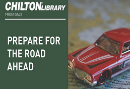 toy car next to text: Prepare for the road ahead. Chilton Library.