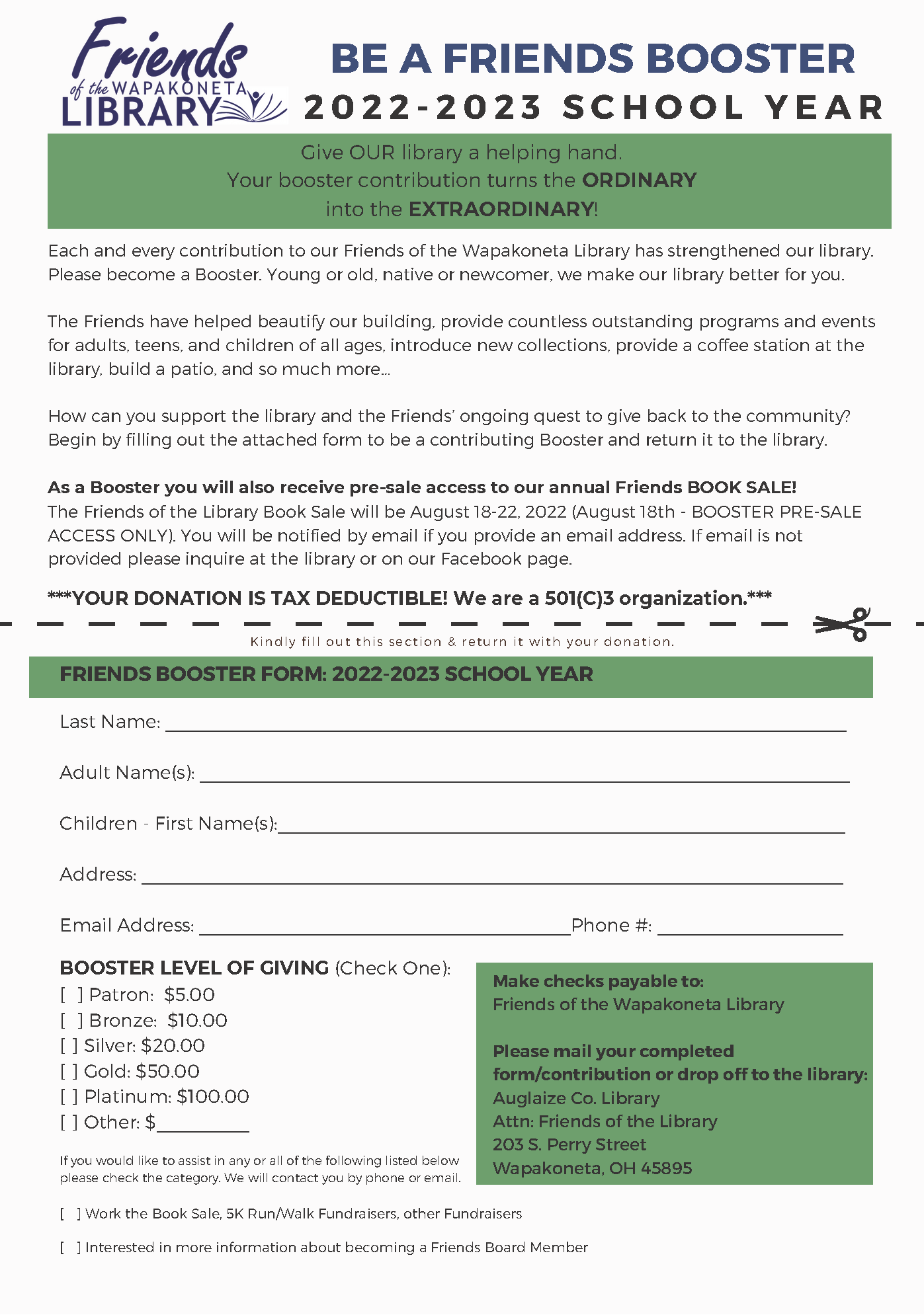 2022-2023 Booster Form